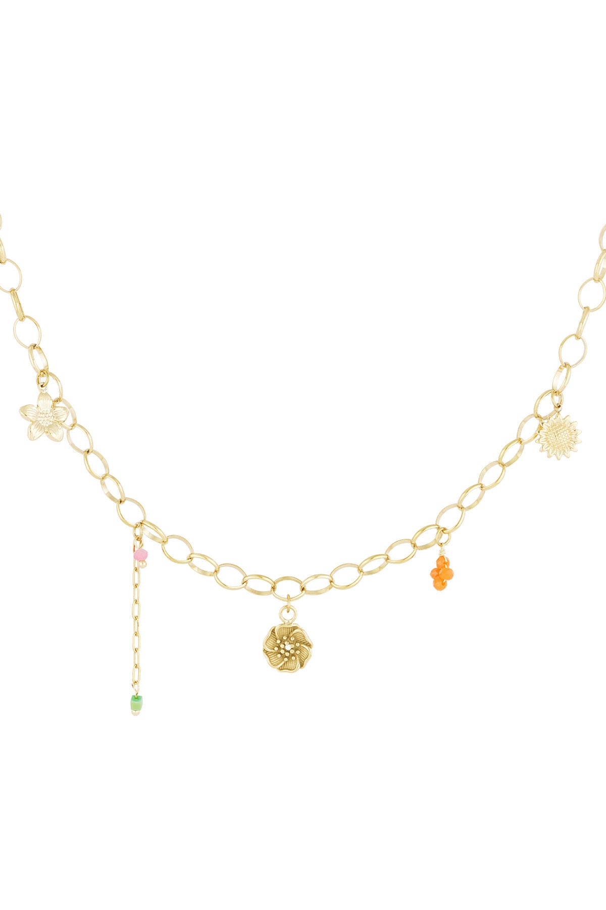 Elegant Gold Color Flower Pendant Necklace for Daily Wear