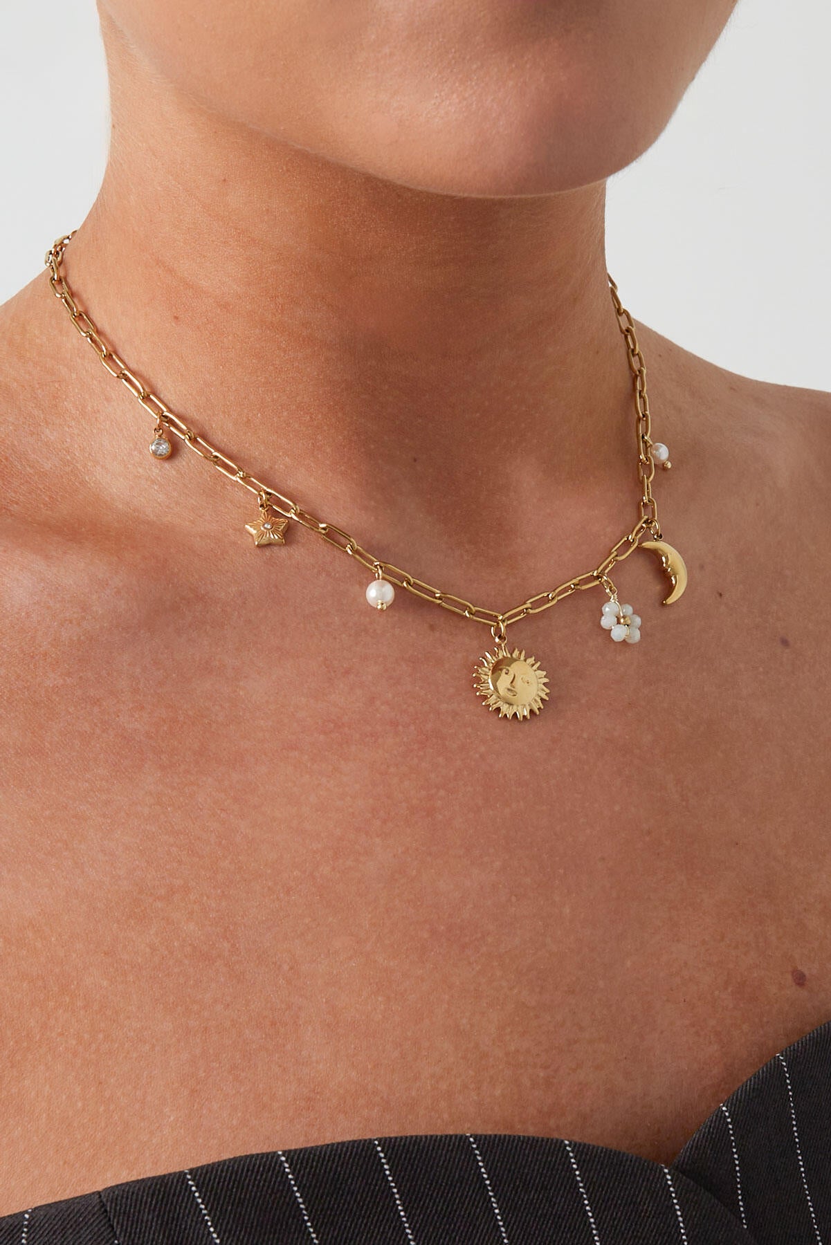 Elegant Sun Star Moon Pendant Necklace - Casual Chic