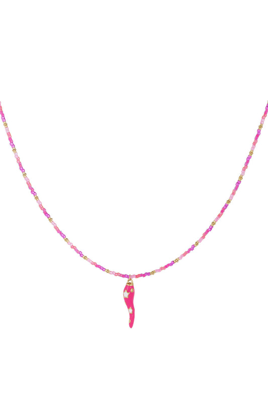 Fuchsia Beaded Necklace for Women - Simple & Stylish