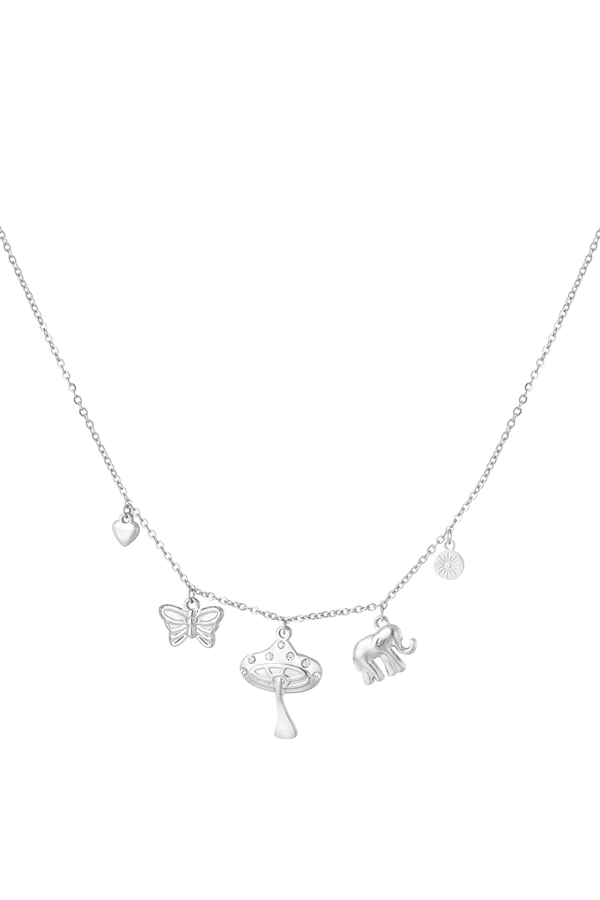 Elegant Heart & Butterfly Pendant Necklace - All Fit