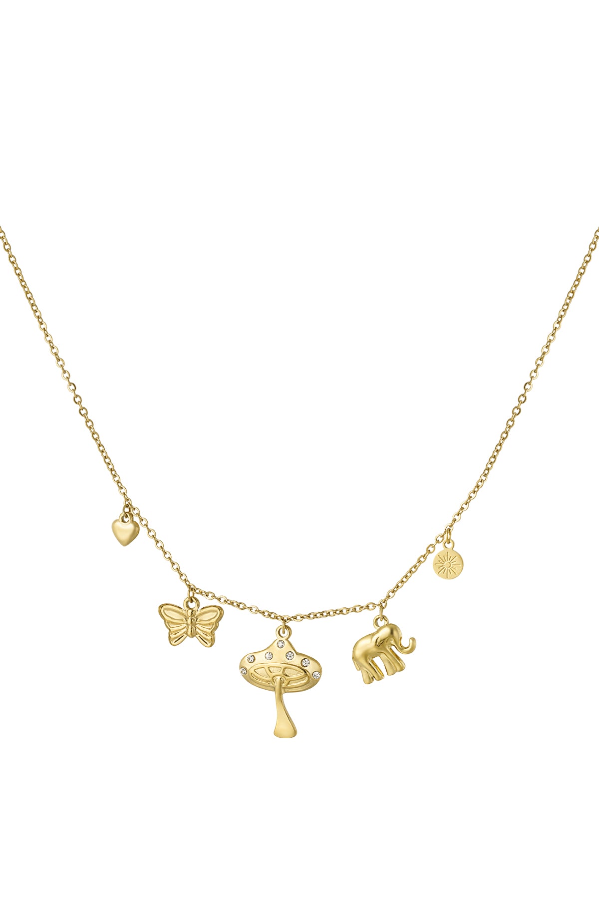 Elegant Heart & Butterfly Pendant Necklace - All Fit