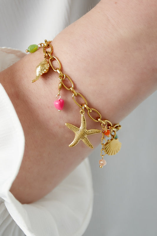 Elegant 14K Gold Plated Charm Bracelet for Summer