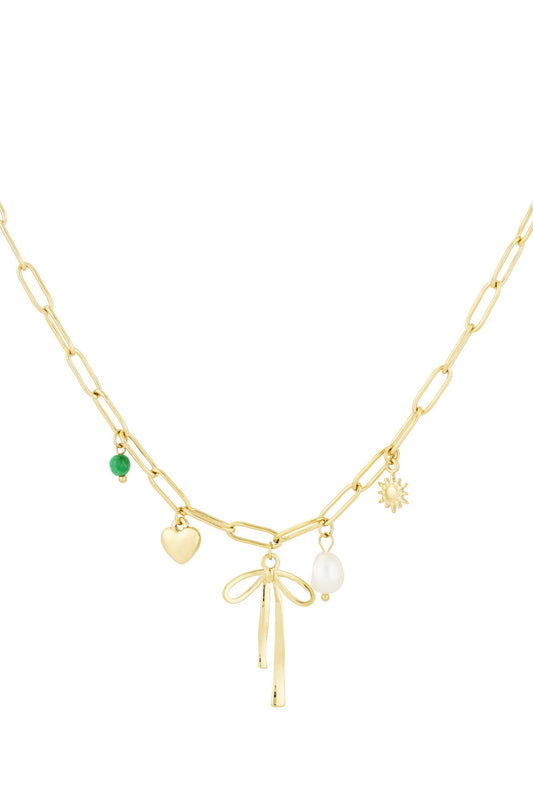 Elegant Bow Knot Pendant Necklace - Silver & Gold