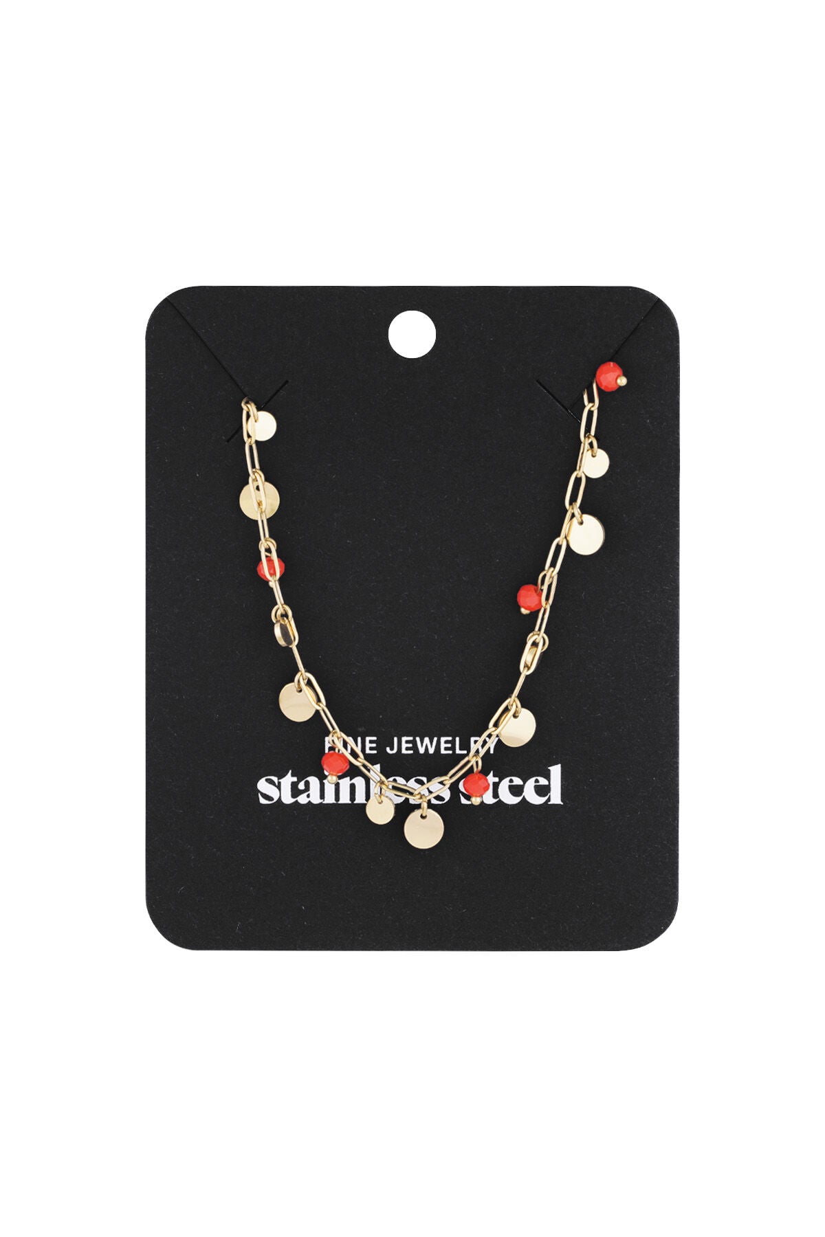 Stylish Stainless Steel Red & Blue Pendant Necklace
