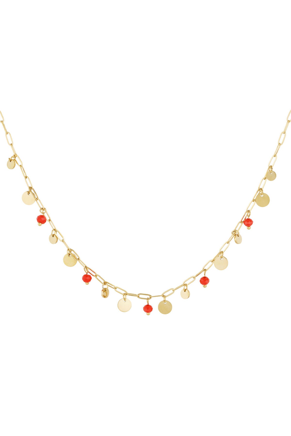 Stylish Stainless Steel Red & Blue Pendant Necklace