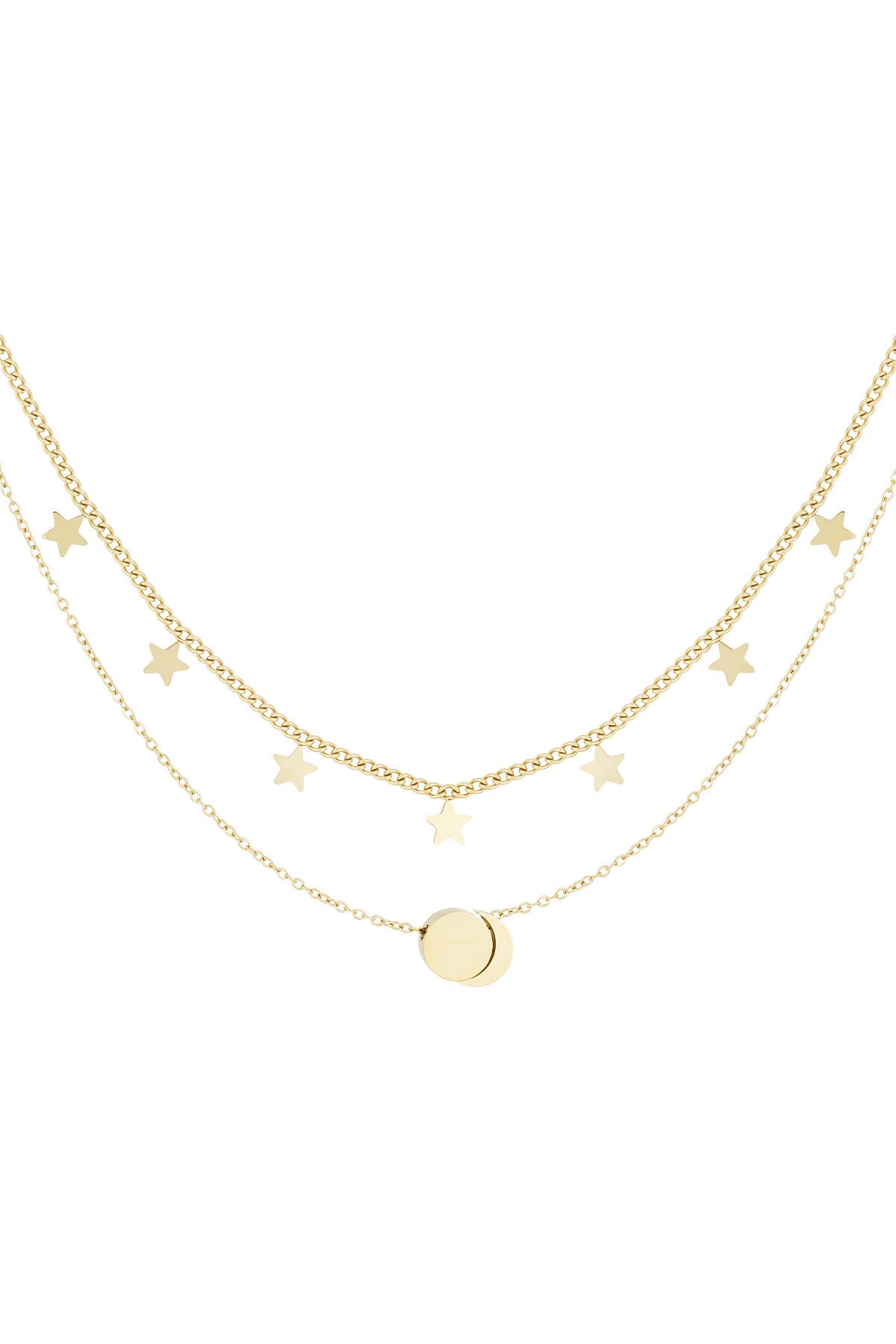 Elegant Star Layered Necklace in Silver & Gold