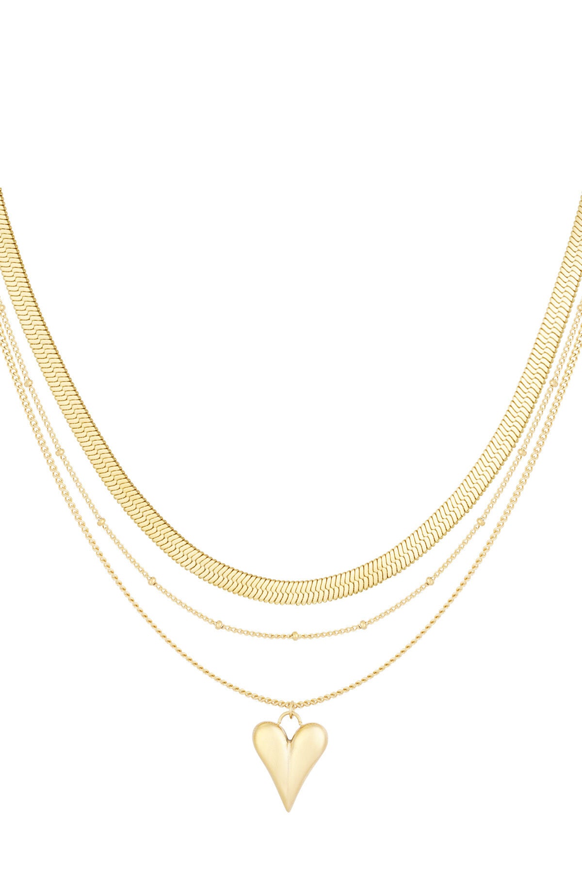Elegant Gold Layered Heart Necklace for Daily Wear