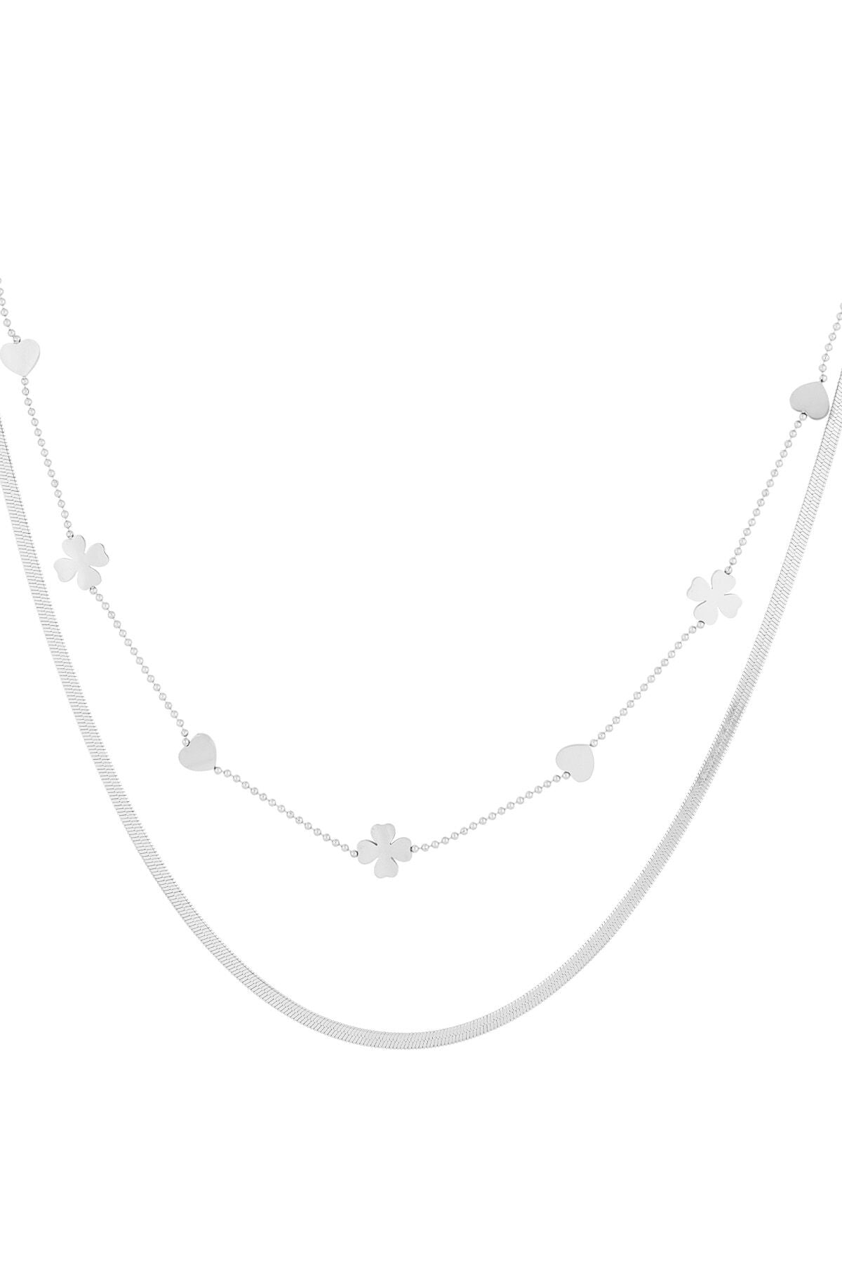 Stylish Multi-Layered Clover Necklace in Silver & Gold