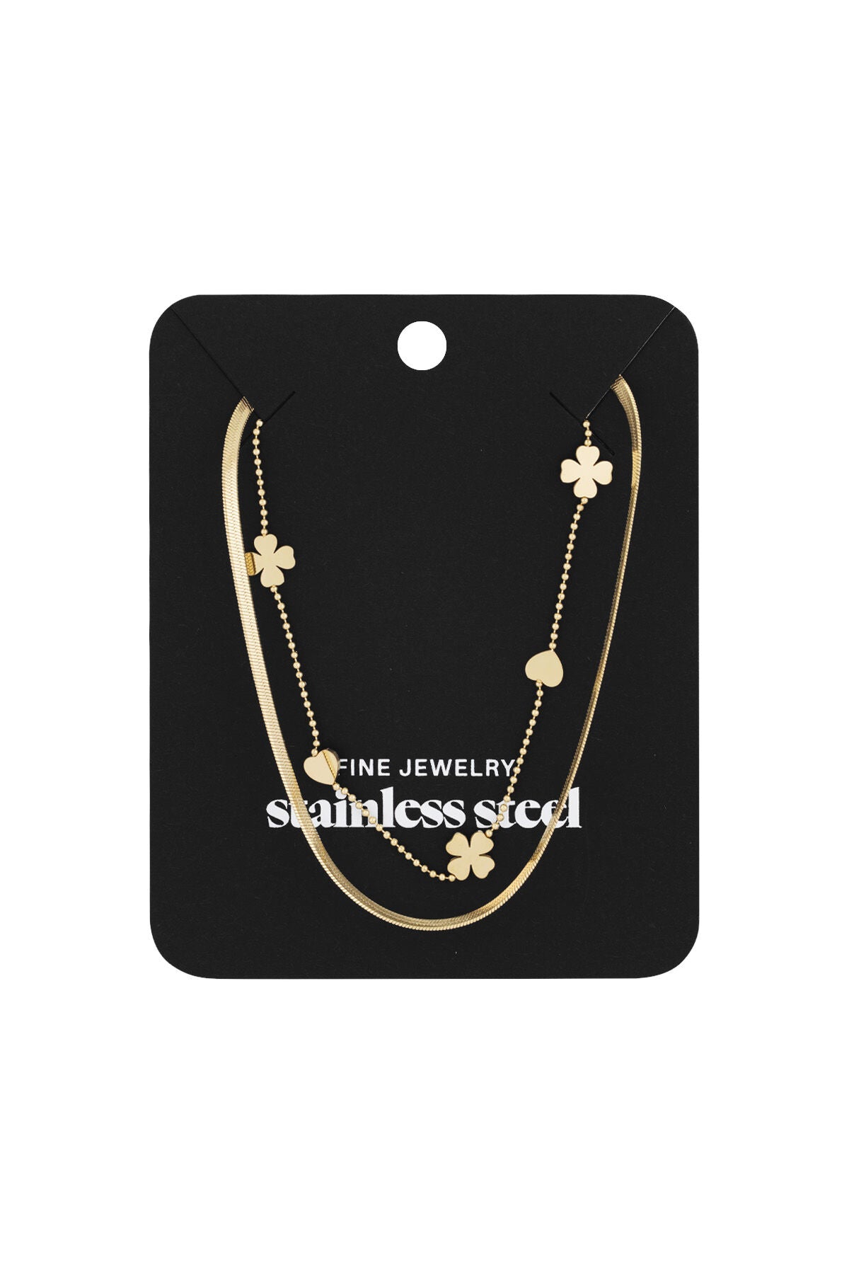 Stylish Multi-Layered Clover Necklace in Silver & Gold