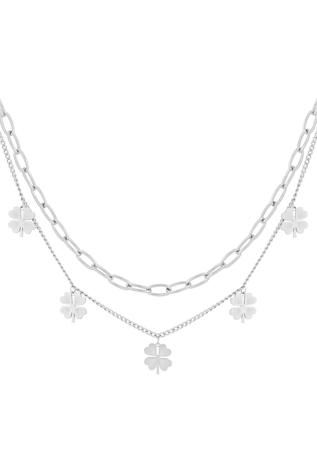 Stylish Multi-Layered Necklace in Silver and Gold