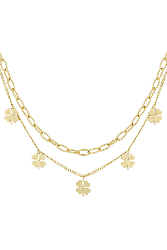 Stylish Multi-Layered Necklace in Silver and Gold