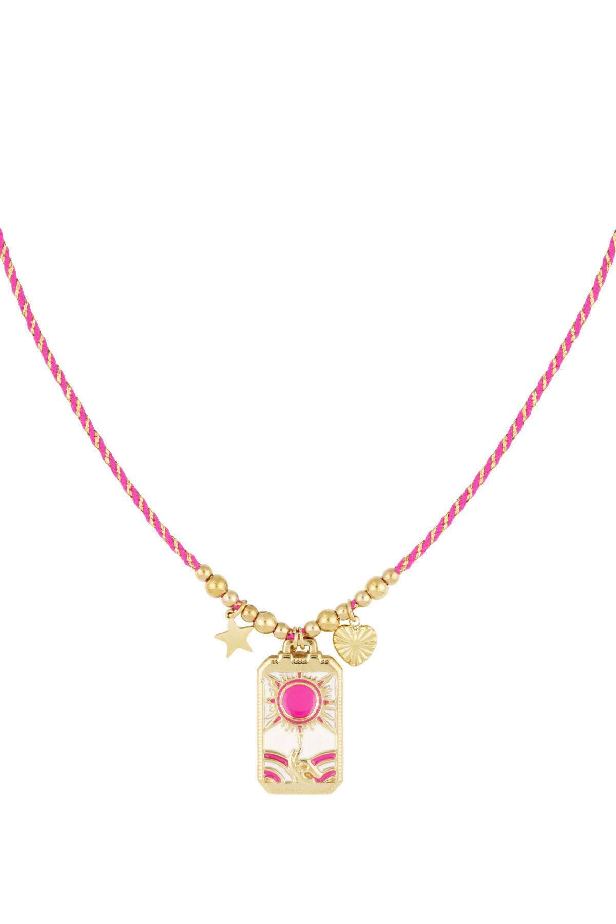 Chic Pink & Red Braided Necklace for Spring/Summer