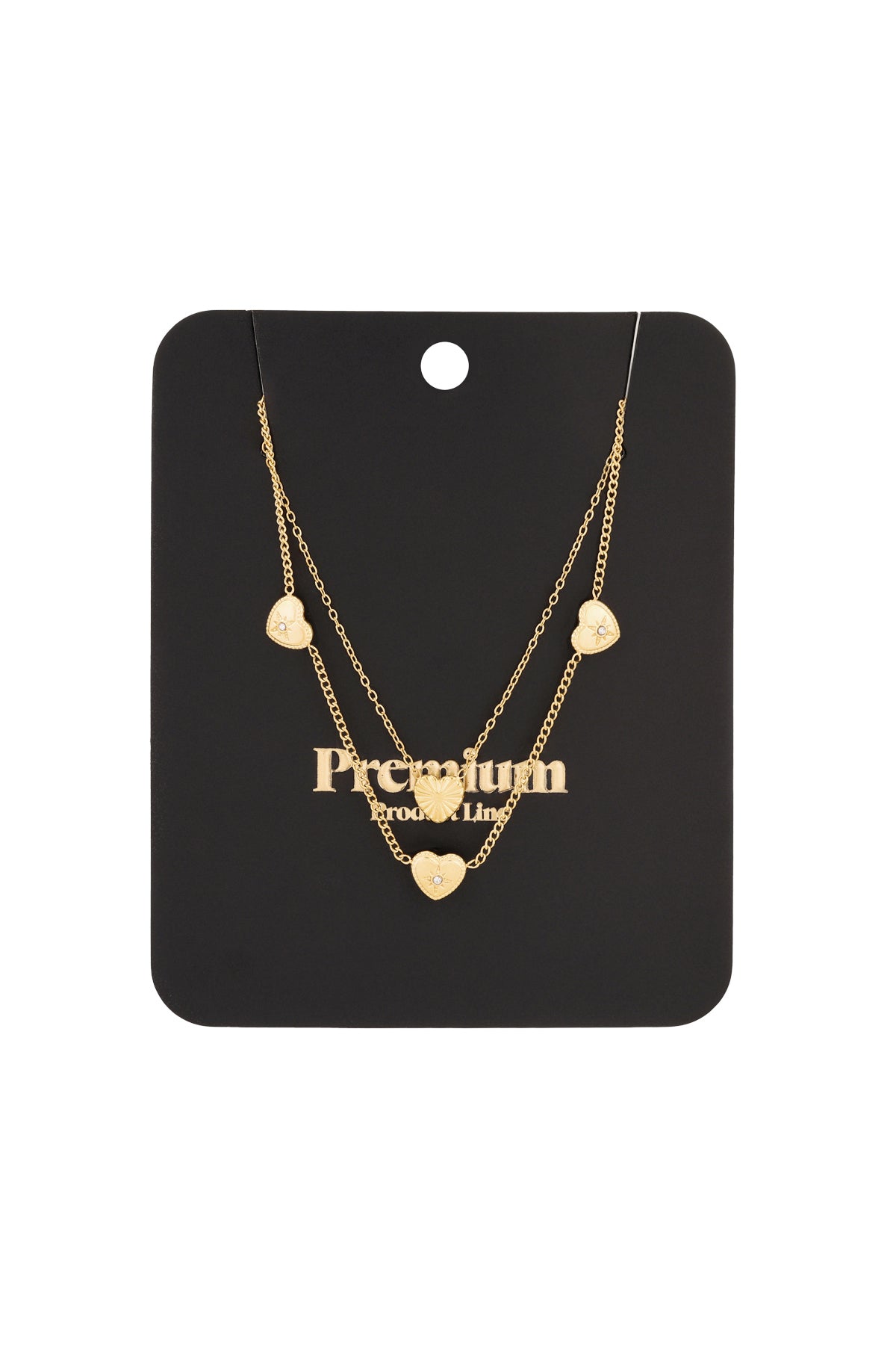 Elegant Multi-Layered Heart Necklace in Silver & Gold