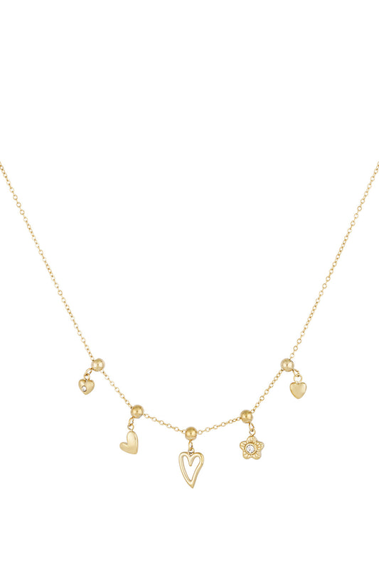 Elegant Heart Pendant Necklace for Women - Silver & Gold