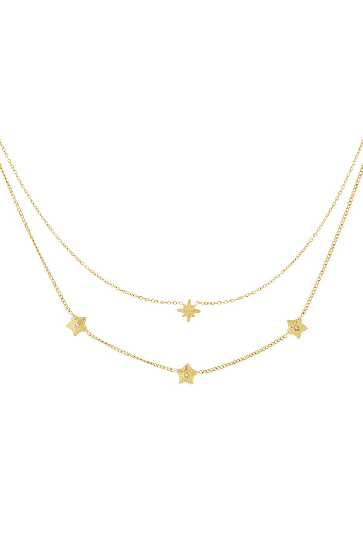 Elegant Star Multi-Layered Necklace for Women - Silver & Gold