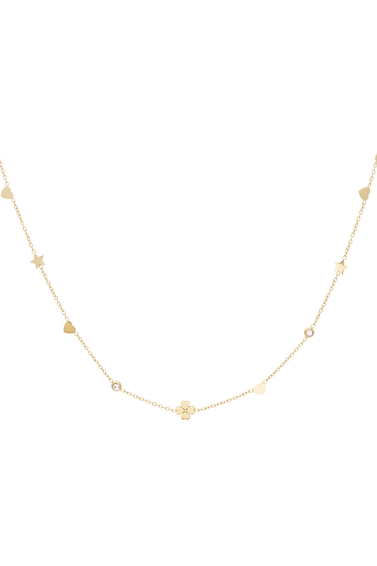 Elegant Rhinestone Clover Necklace in Silver & Gold