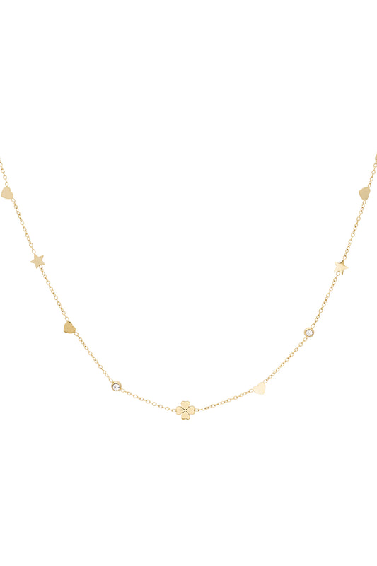 Elegant Rhinestone Clover Necklace in Silver & Gold
