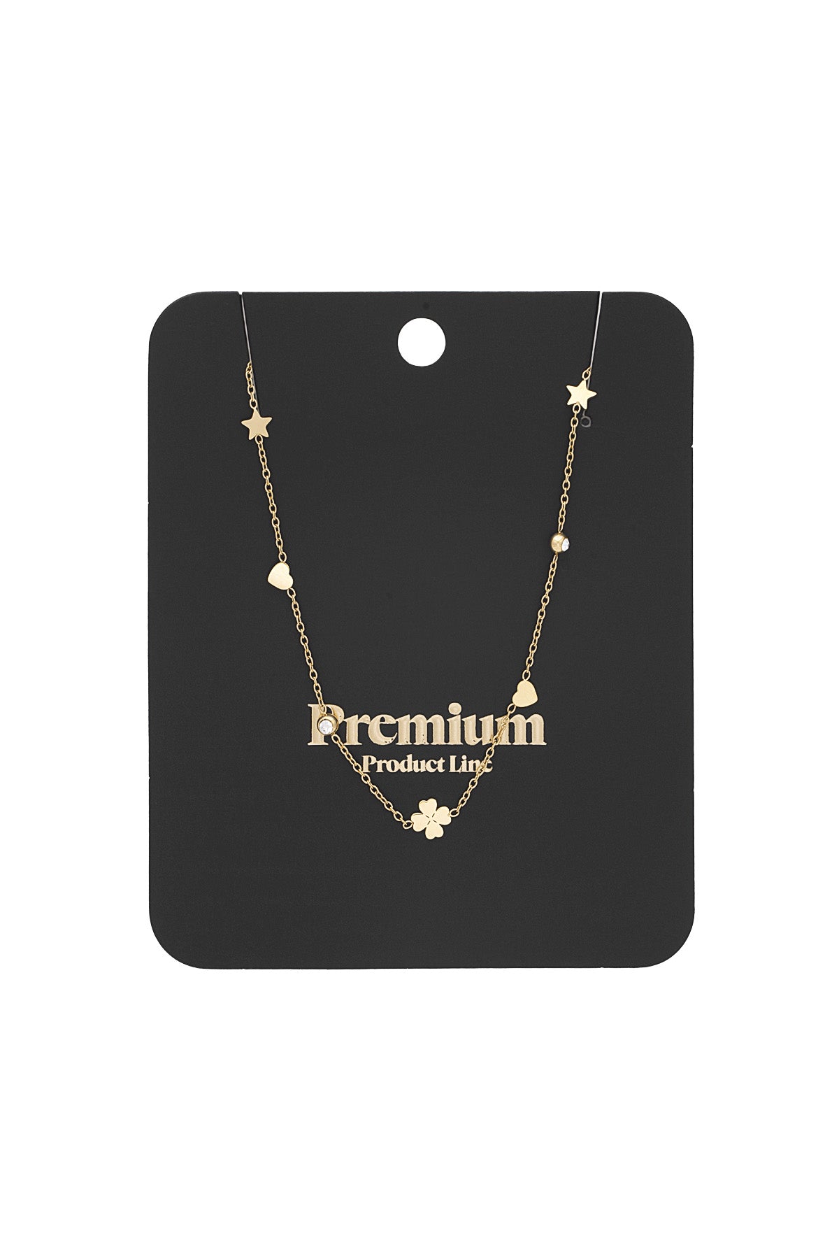 Elegant Rhinestone Clover Necklace in Silver & Gold