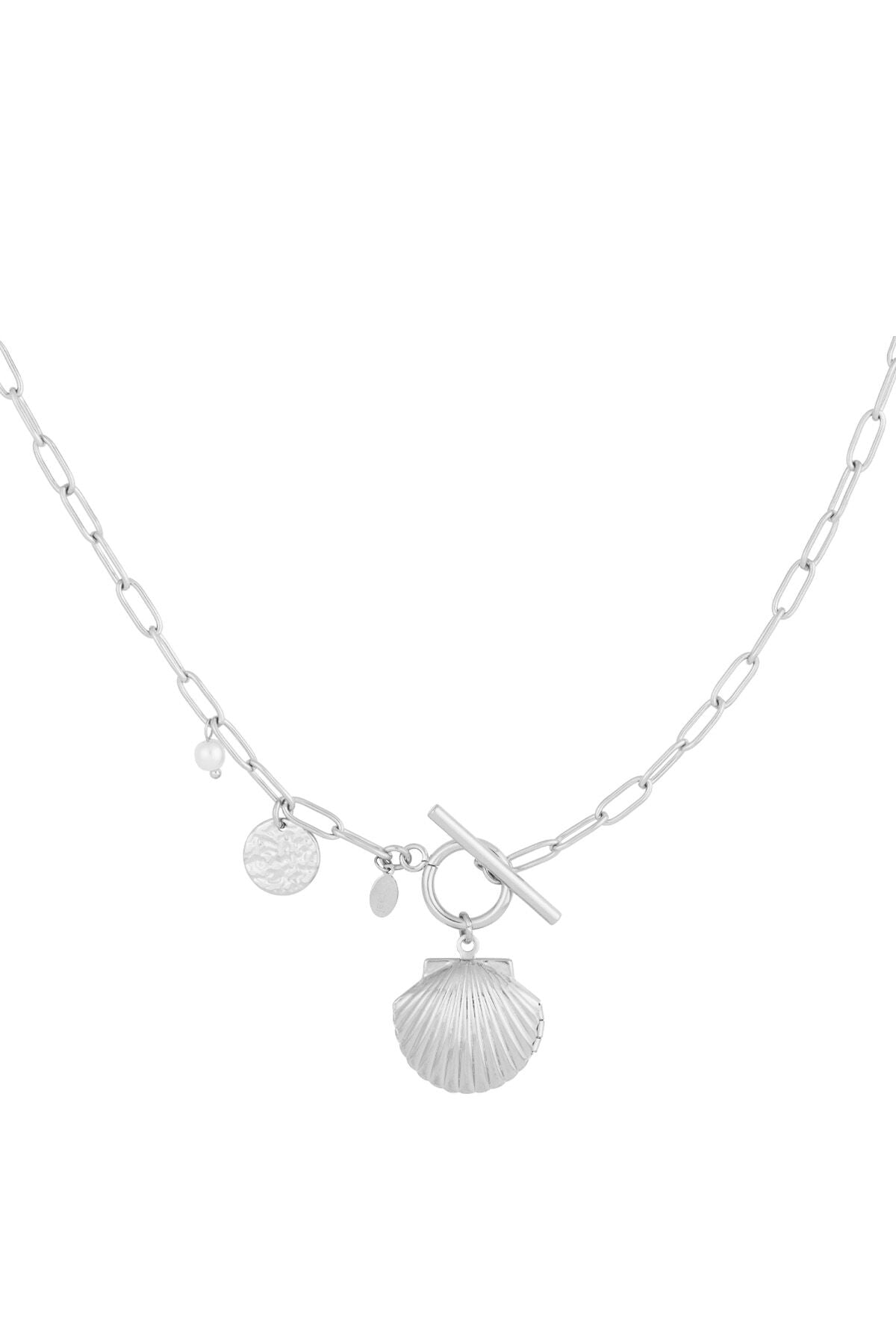 Elegant Oceanic Style Long Necklace in Silver and Gold