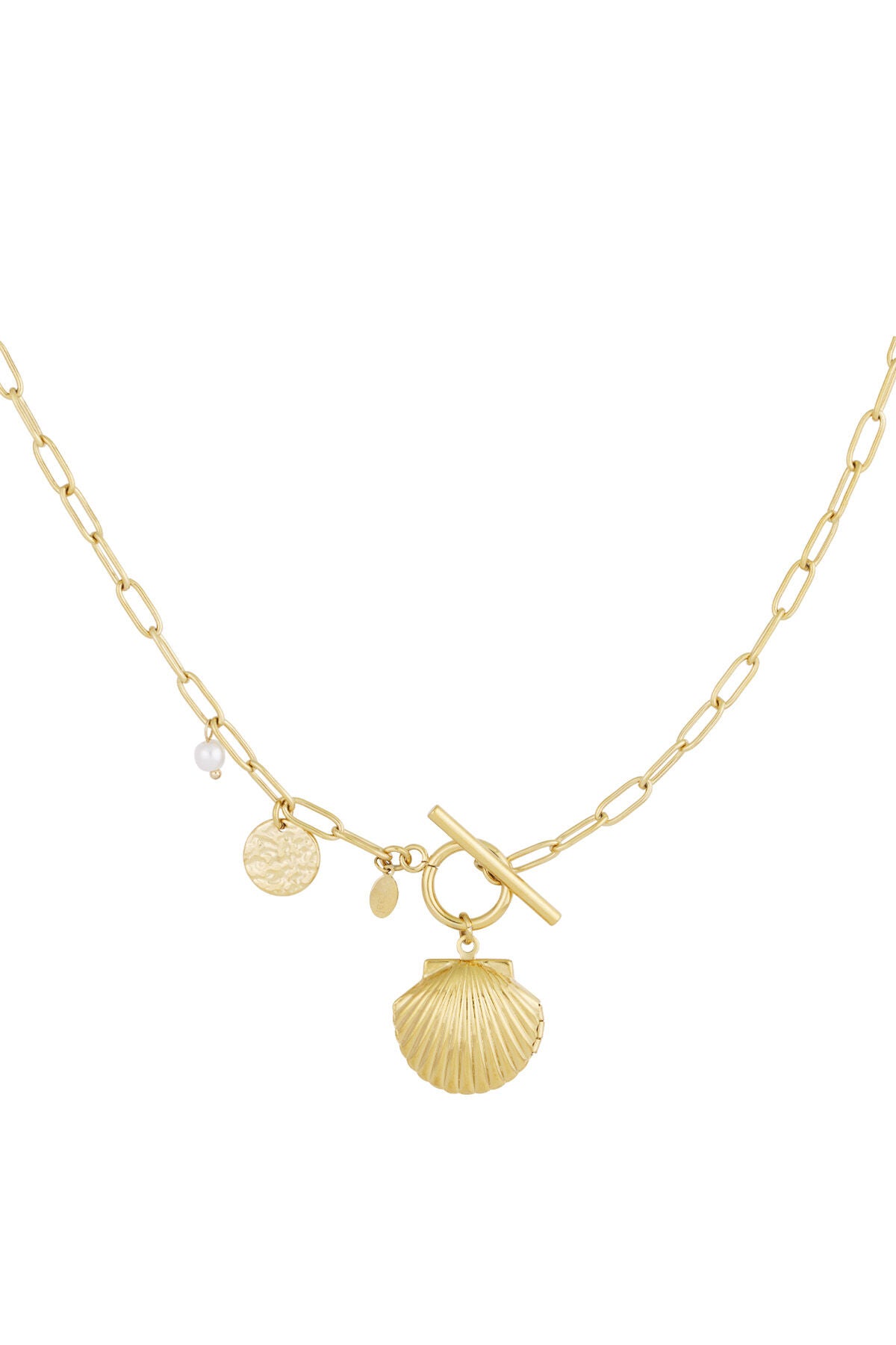 Elegant Oceanic Style Long Necklace in Silver and Gold