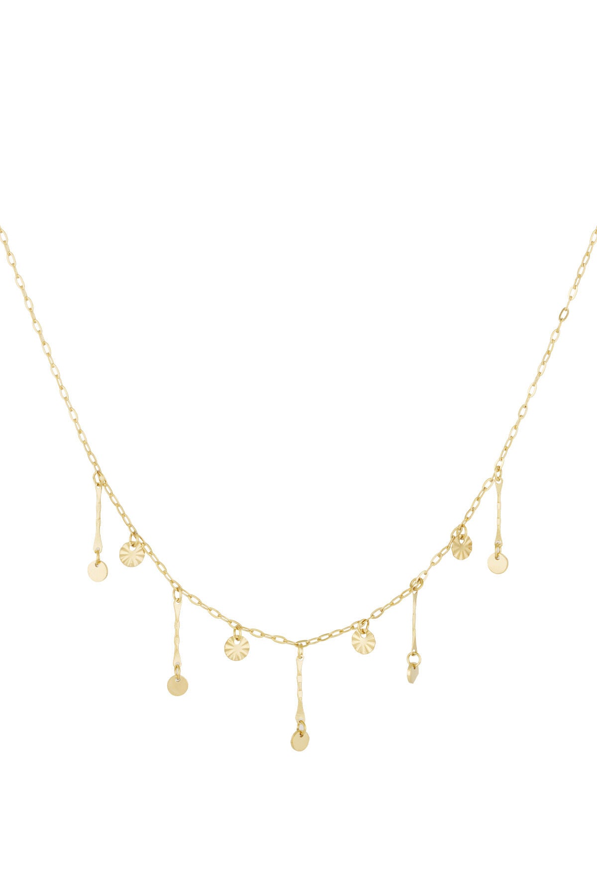 Elegant Irregular Shaped Pendant Necklace - Silver & Gold