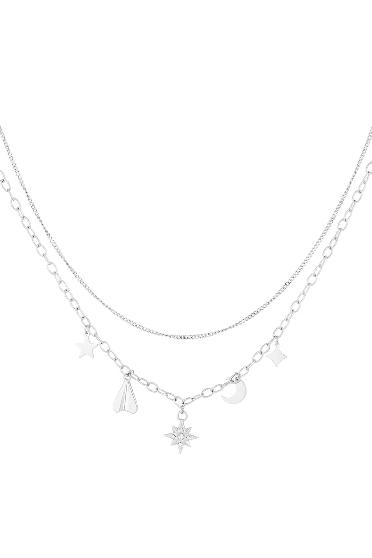 Elegant Multi-Layered Necklace in Silver and Gold