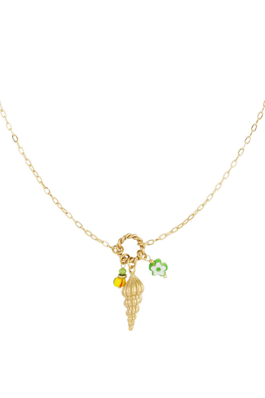 Elegant Gold Colored Oceanic Style Pendant Necklace