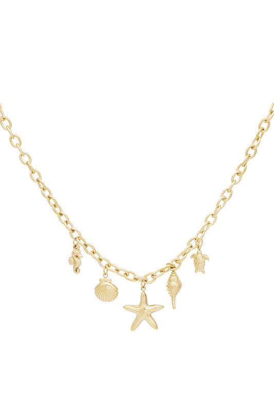 Elegant Gold Colored Stainless Steel Pendant Necklace