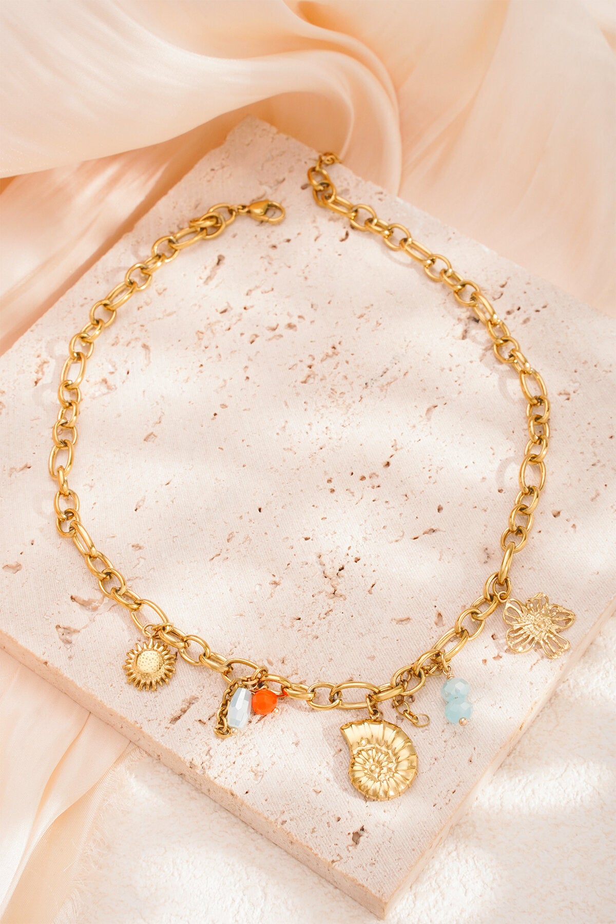 Elegant Gold Color Stainless Steel Oceanic Necklace