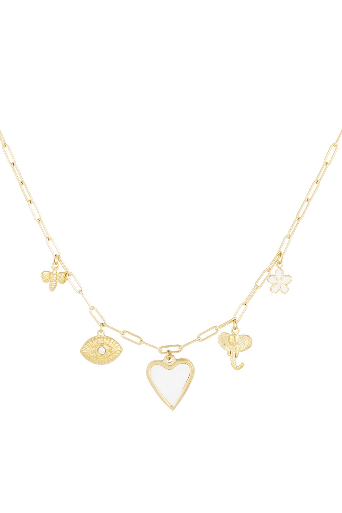 Elegant Heart Pendant Necklace in Silver & Gold