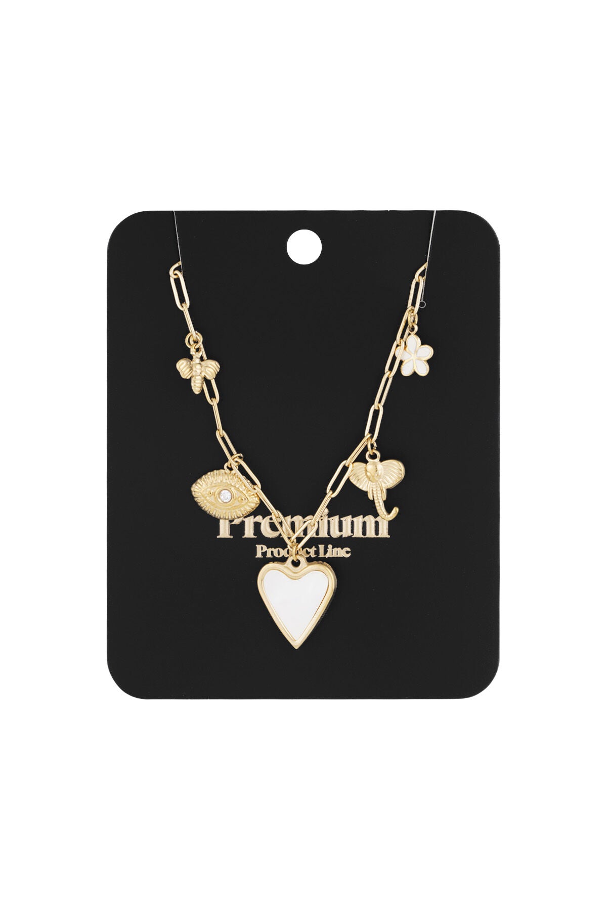 Elegant Heart Pendant Necklace in Silver & Gold