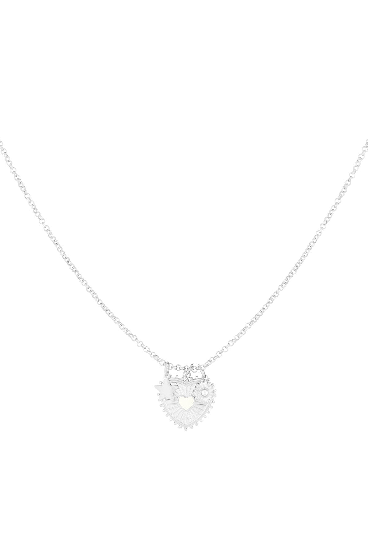 Elegant Heart Pendant Necklace, Pink & Silver, Casual Daily Wear