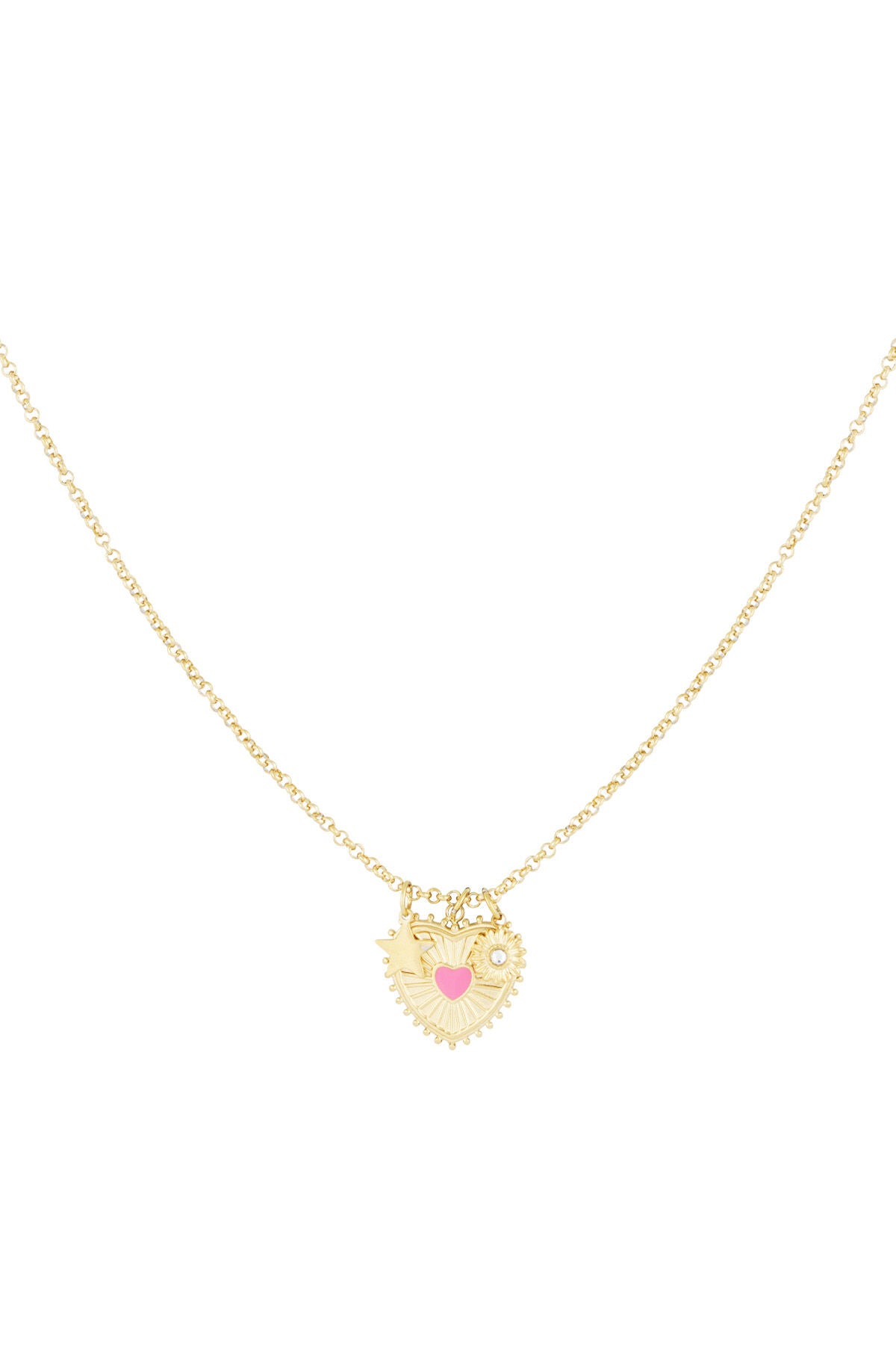 Elegant Heart Pendant Necklace, Pink & Silver, Casual Daily Wear