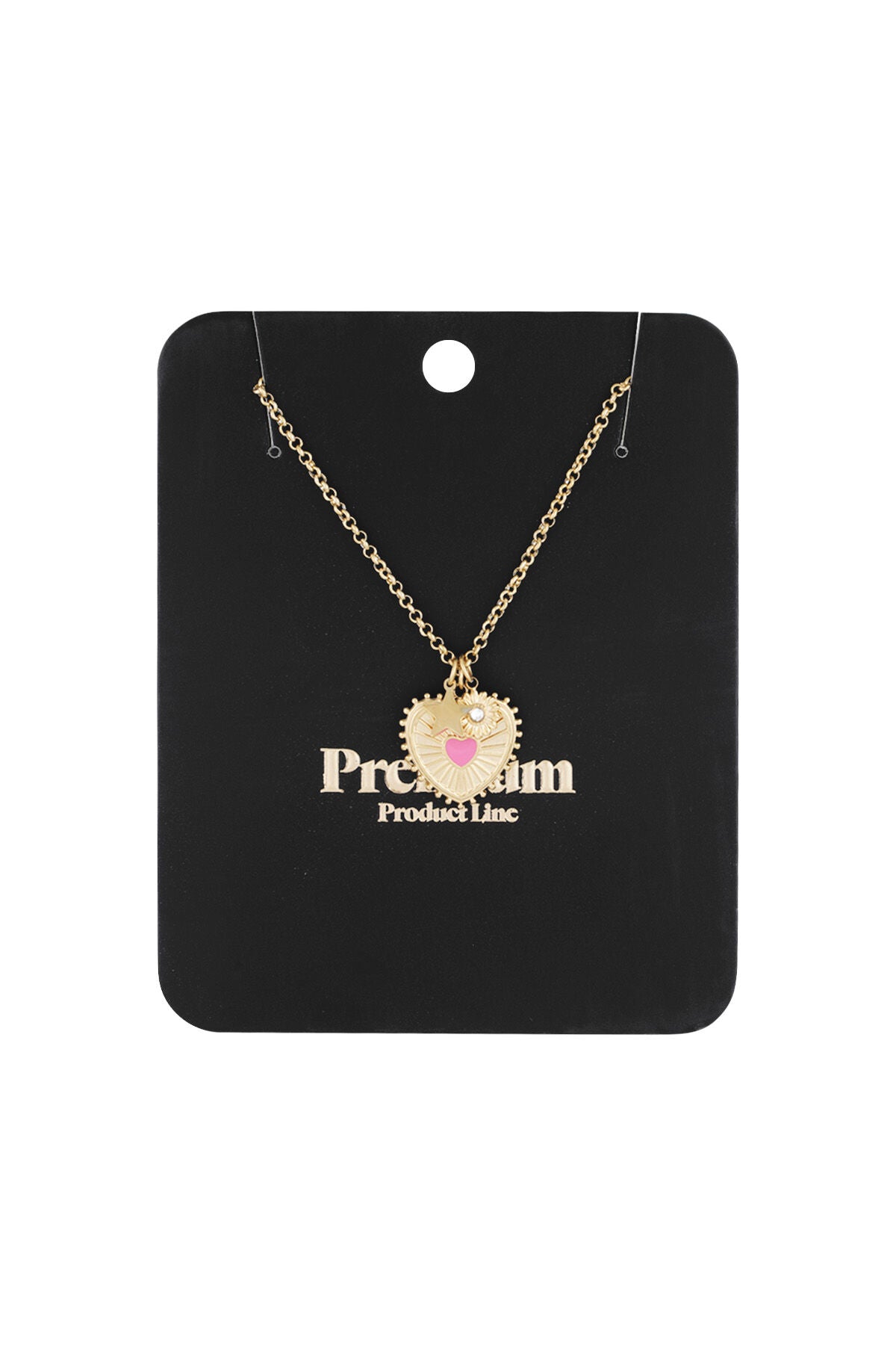 Elegant Heart Pendant Necklace, Pink & Silver, Casual Daily Wear