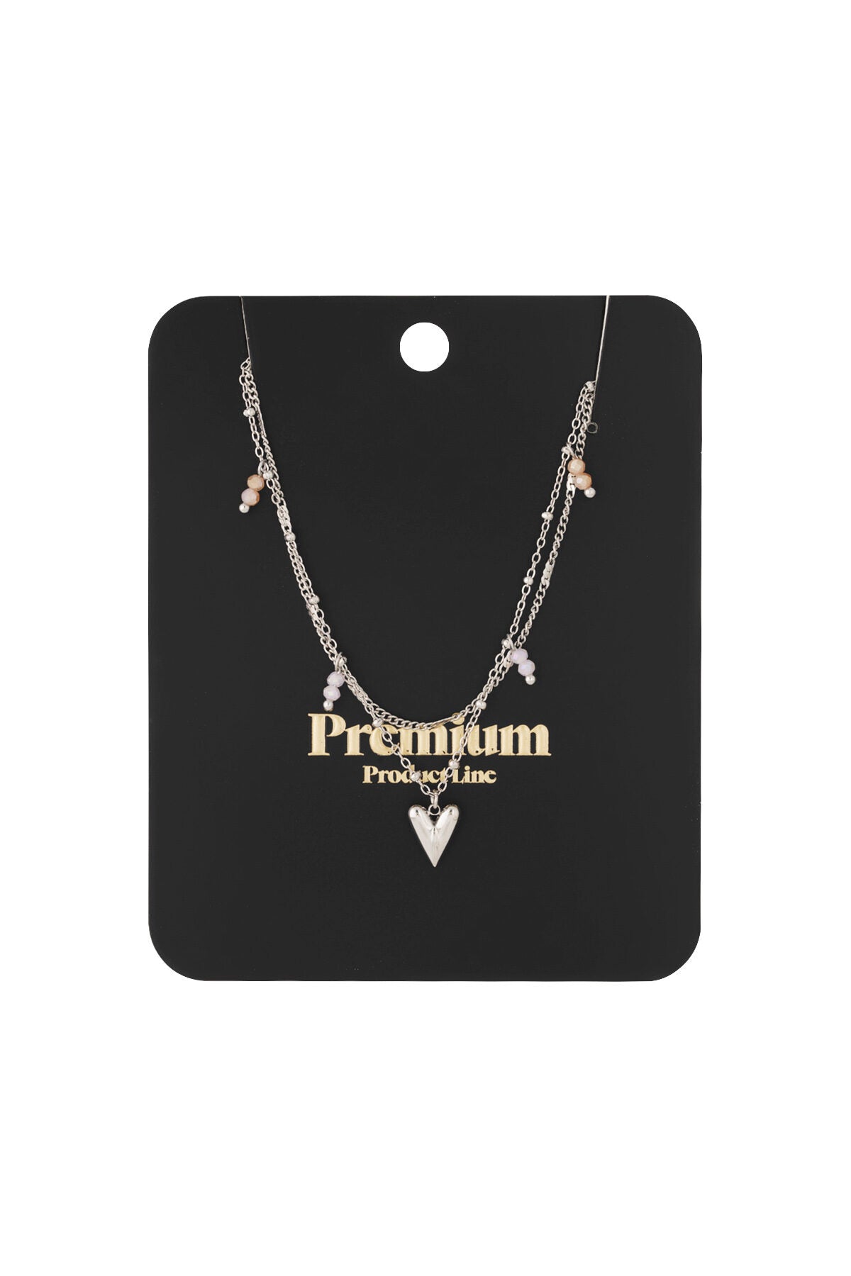 Elegant Multi-Layered Heart Necklace in Silver & Gold