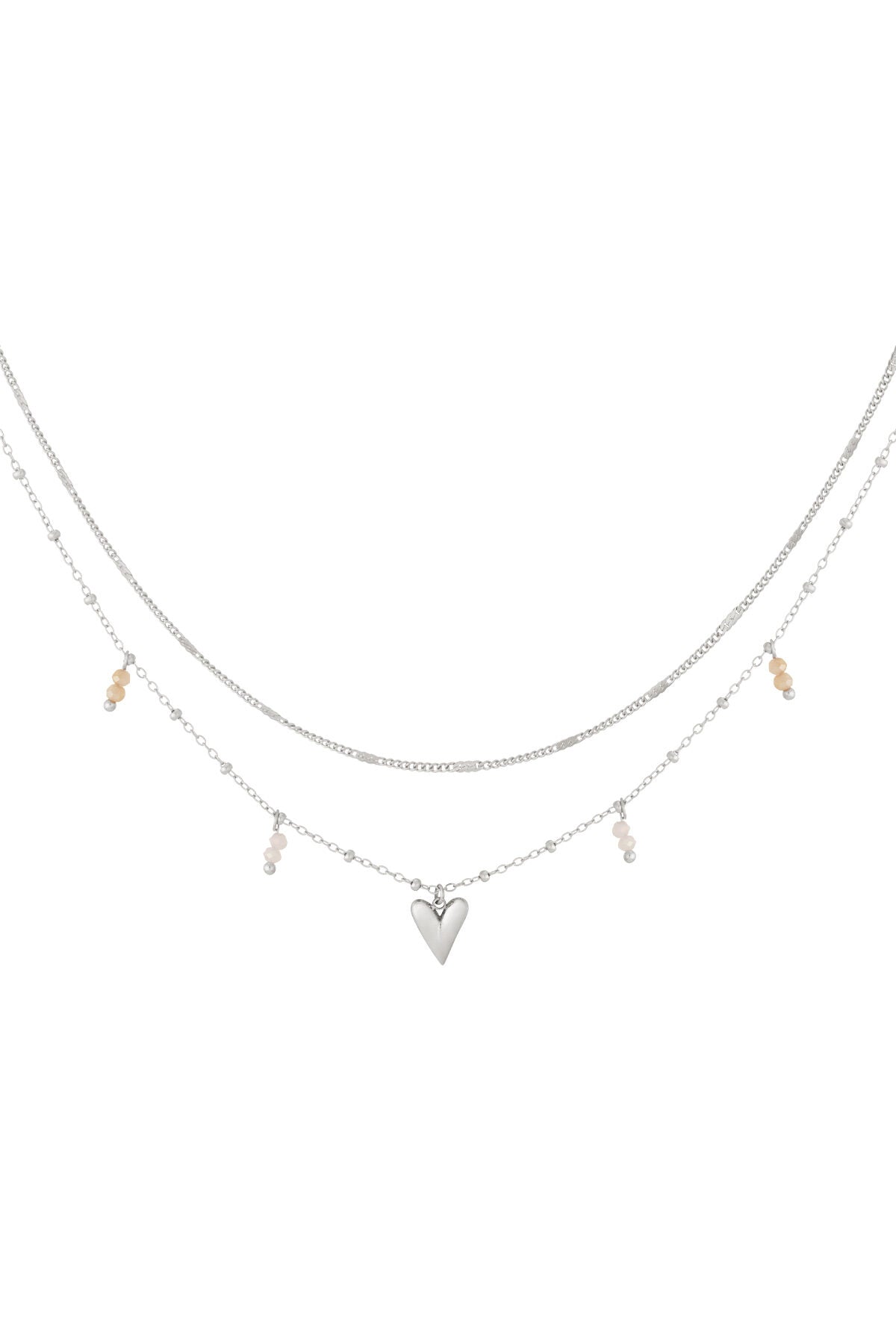 Elegant Multi-Layered Heart Necklace in Silver & Gold