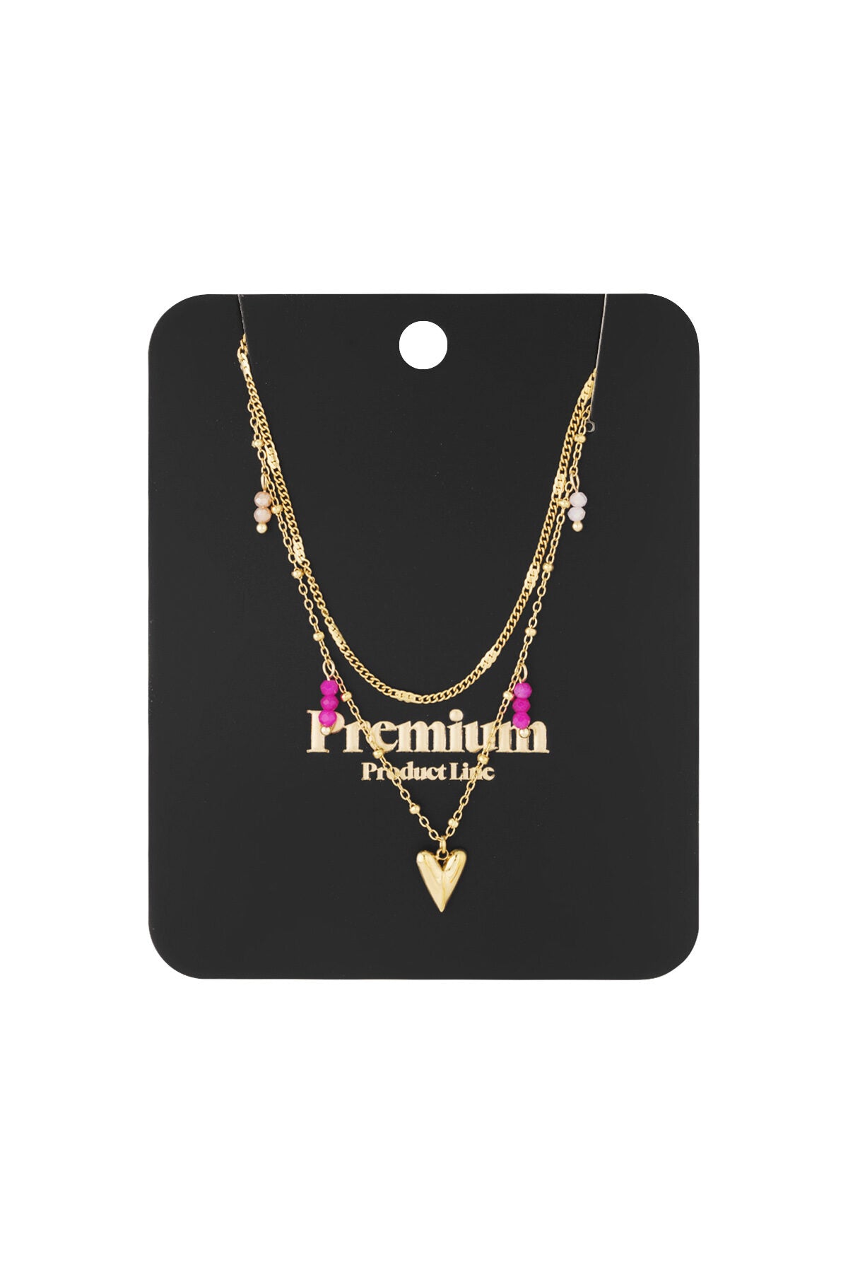 Elegant Multi-Layered Heart Necklace in Silver & Gold