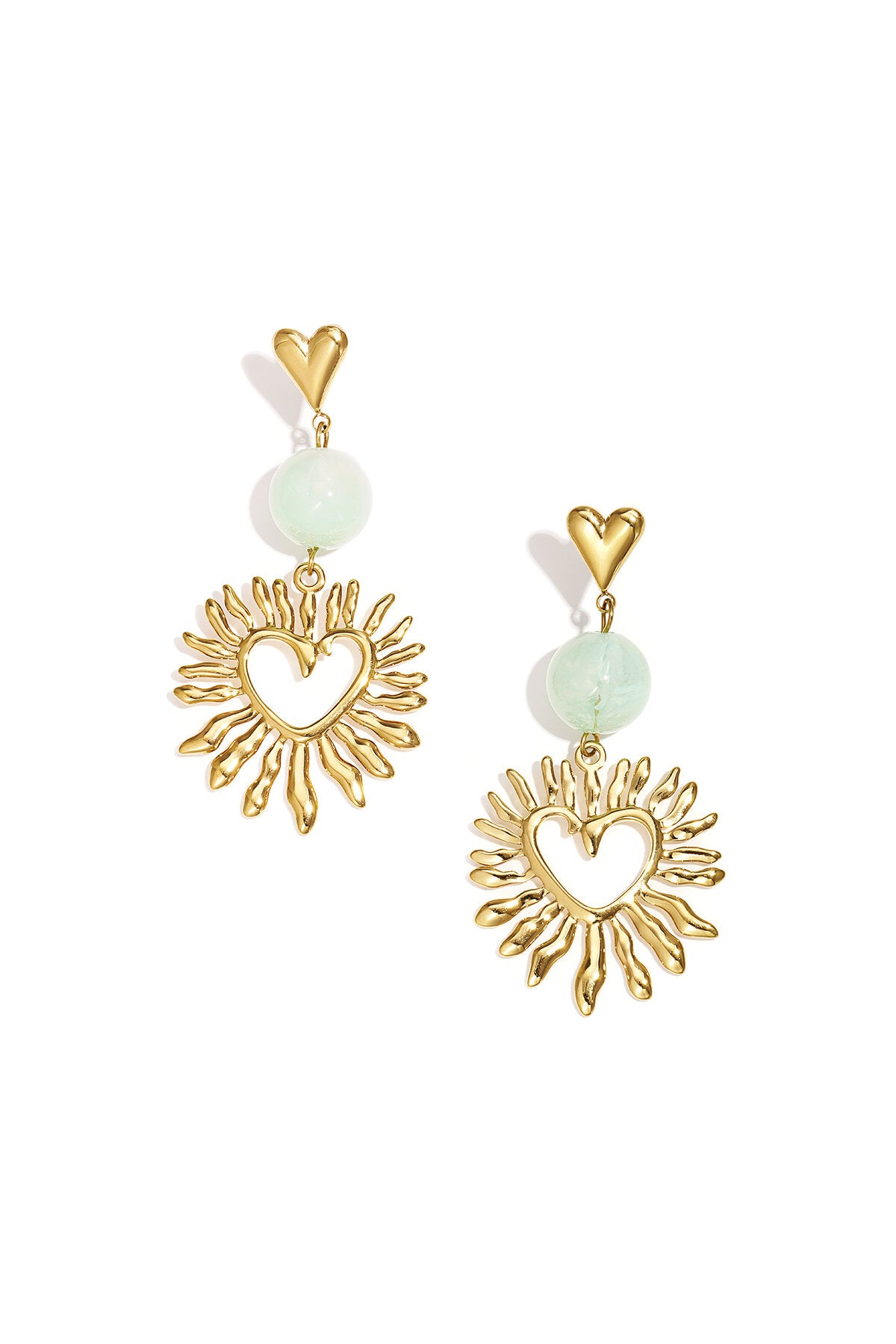 Romantic Heart Dangle Earrings for Women, Stainless Steel & Acrylic