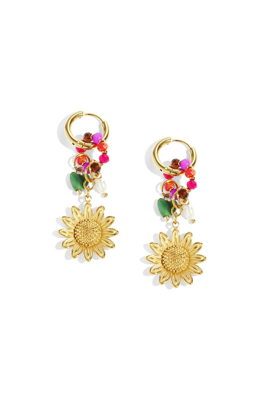 Elegant Gold Color Flower Drop Earrings for Women