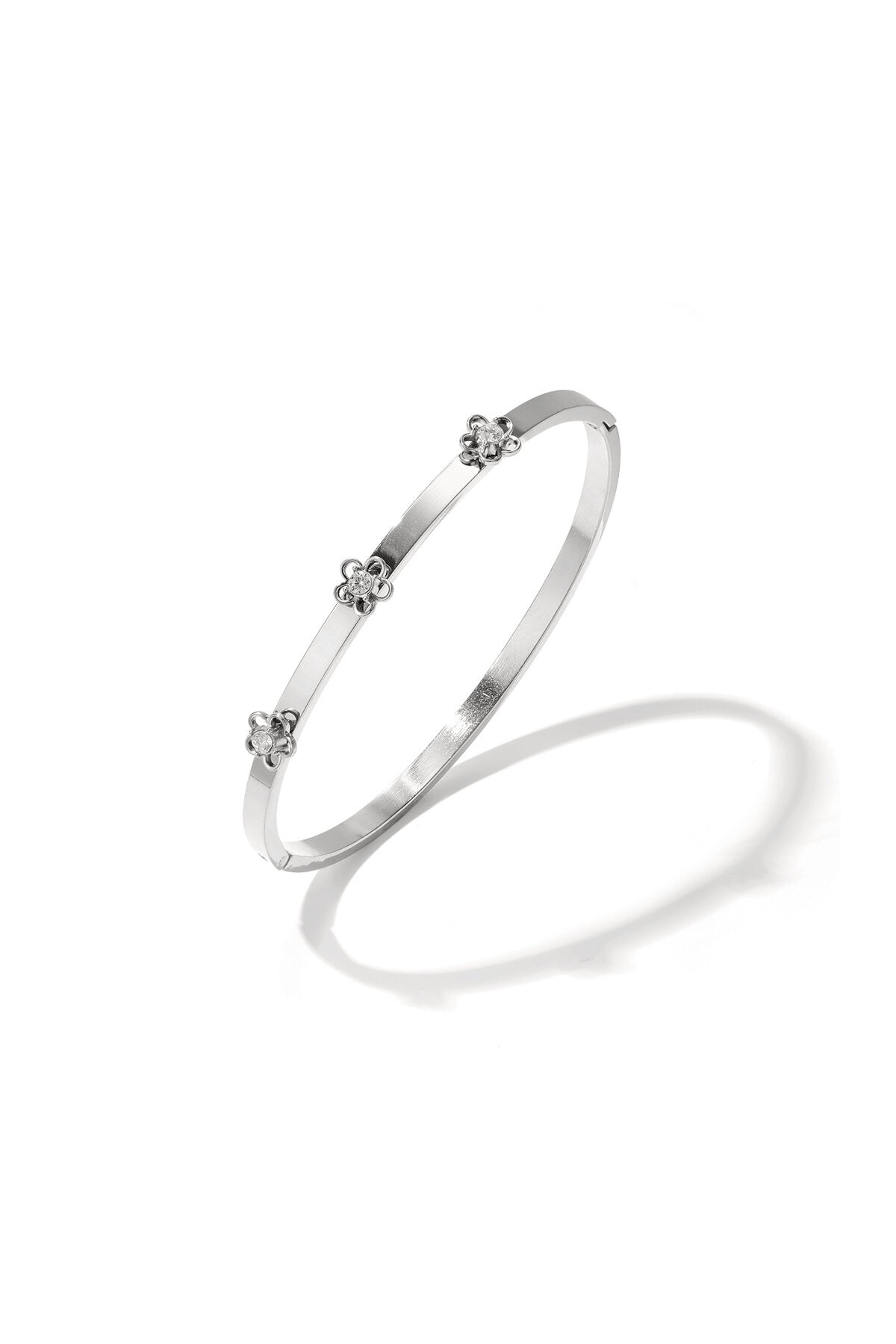 Stylish Stainless Steel Bangle with Rhinestones
