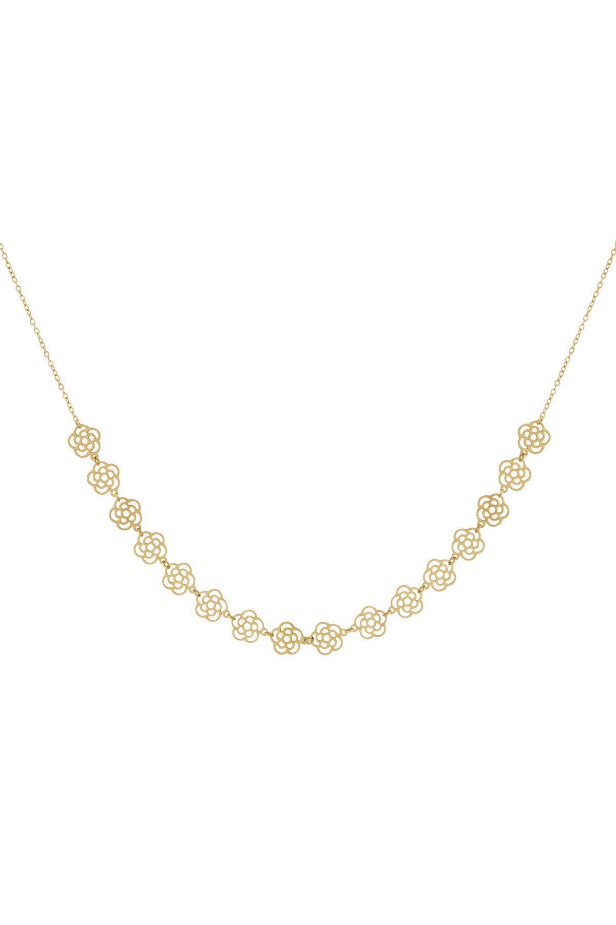 Elegant Flower Chain Necklace for Women - 14K Gold Plated