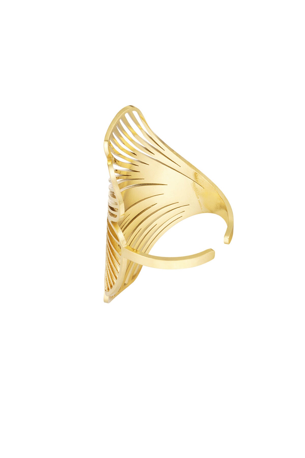 Elegant Adjustable Statement Ring, Silver & Gold