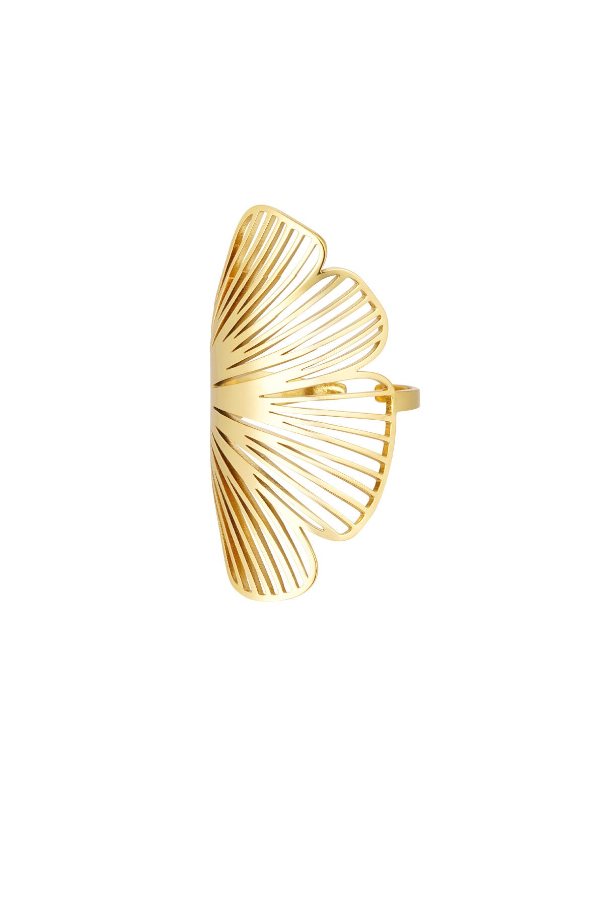 Elegant Adjustable Statement Ring, Silver & Gold