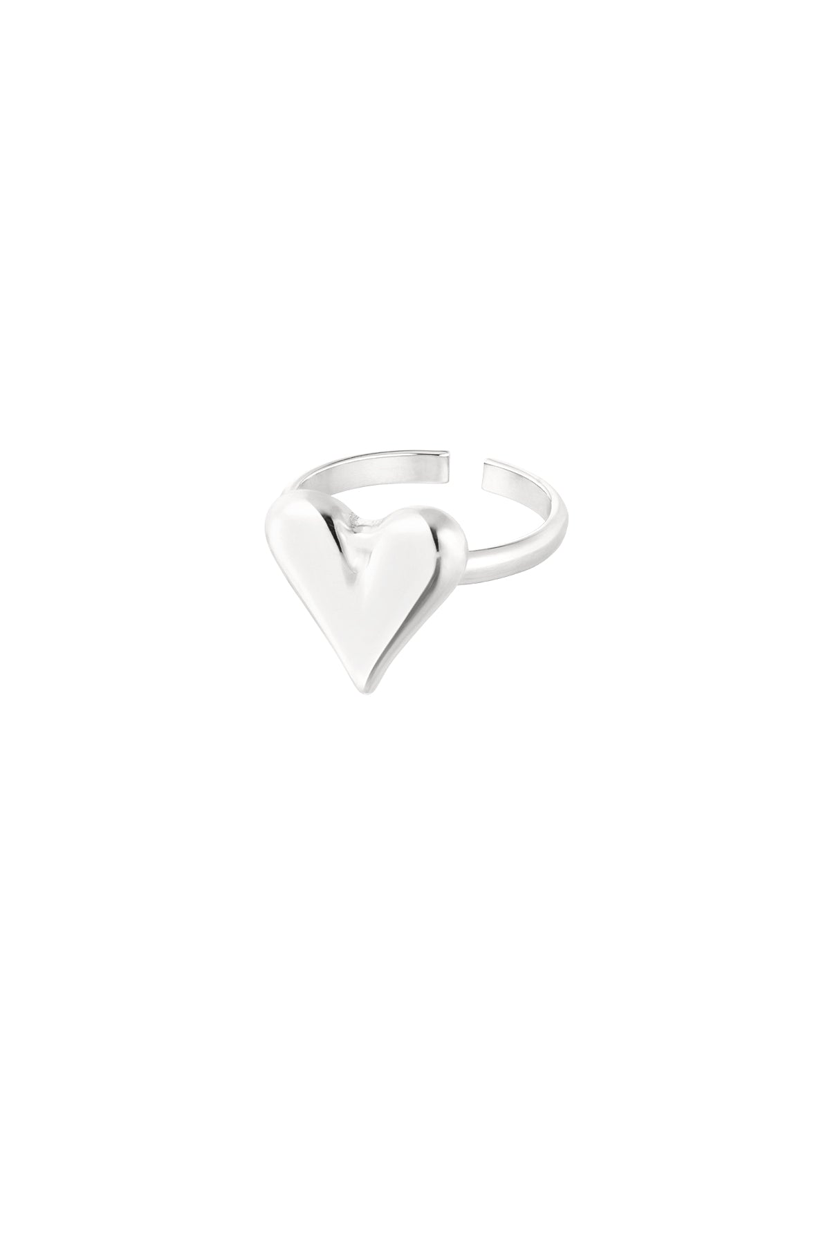 Elegant Adjustable Heart Statement Ring - Silver & Gold