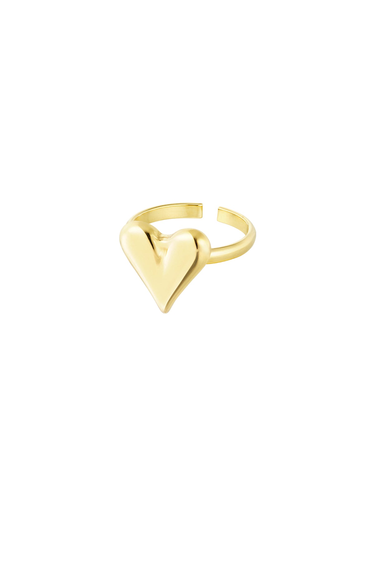Elegant Adjustable Heart Statement Ring - Silver & Gold