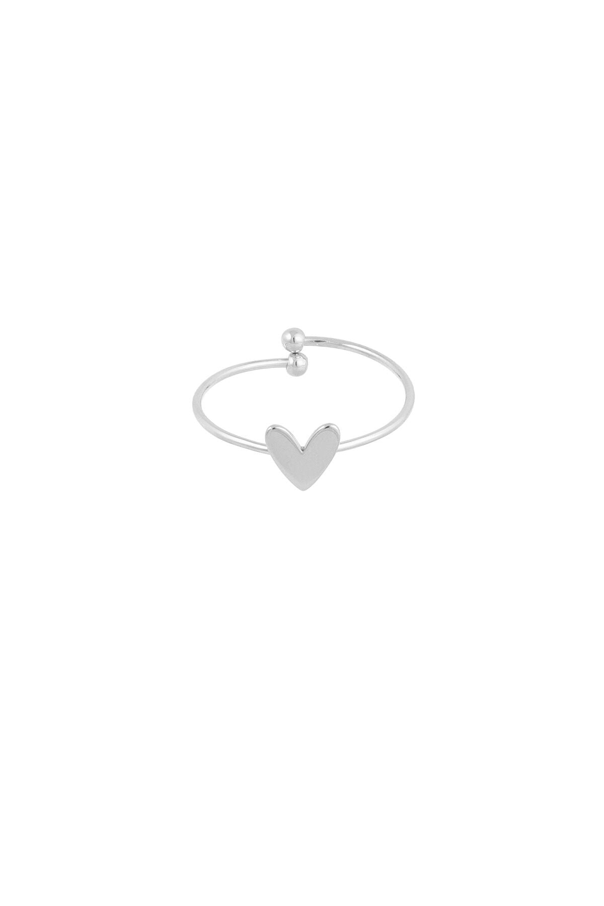 Elegant Adjustable Heart Ring - Silver & Gold