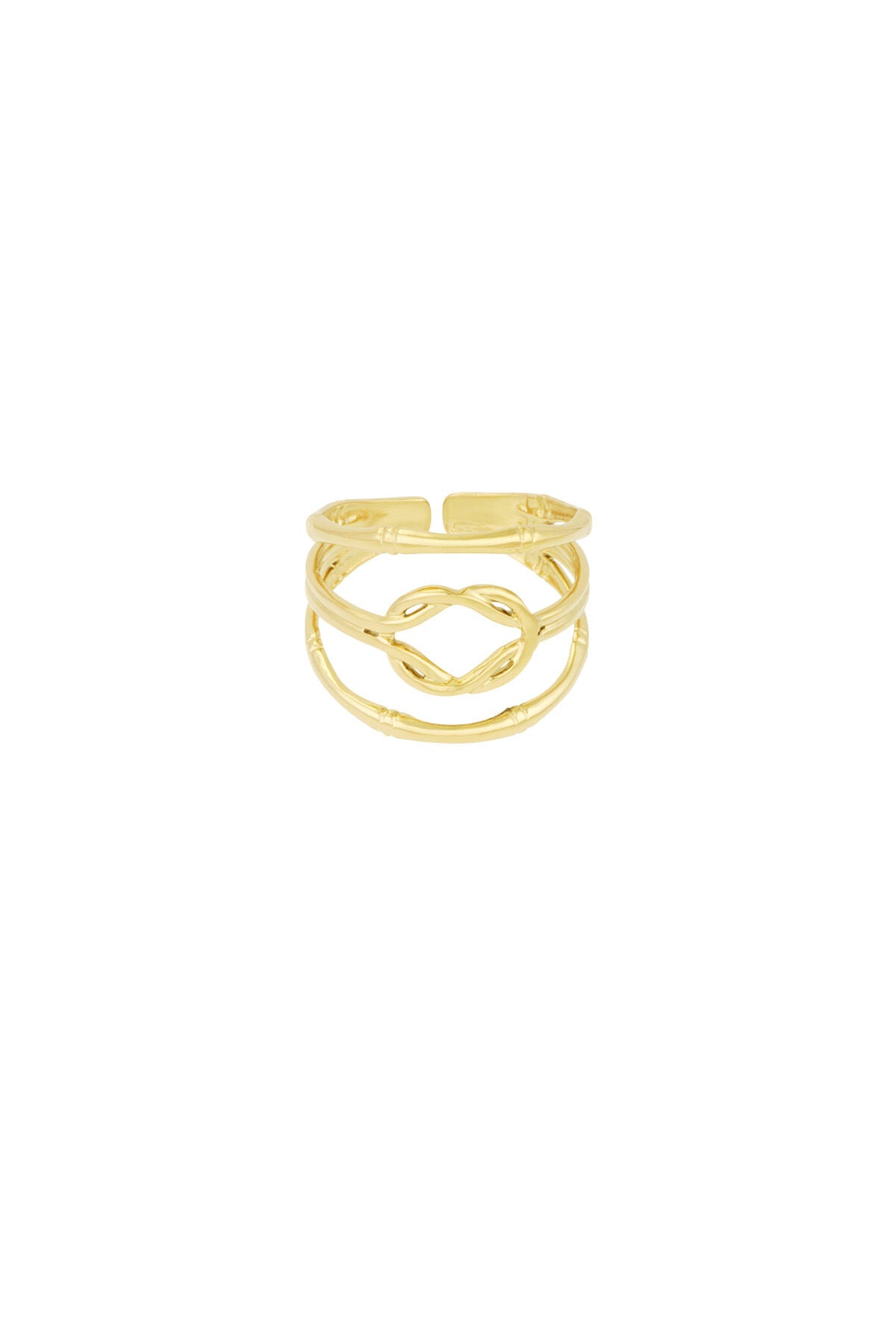 Elegant Stainless Steel Statement Ring, Silver & Gold