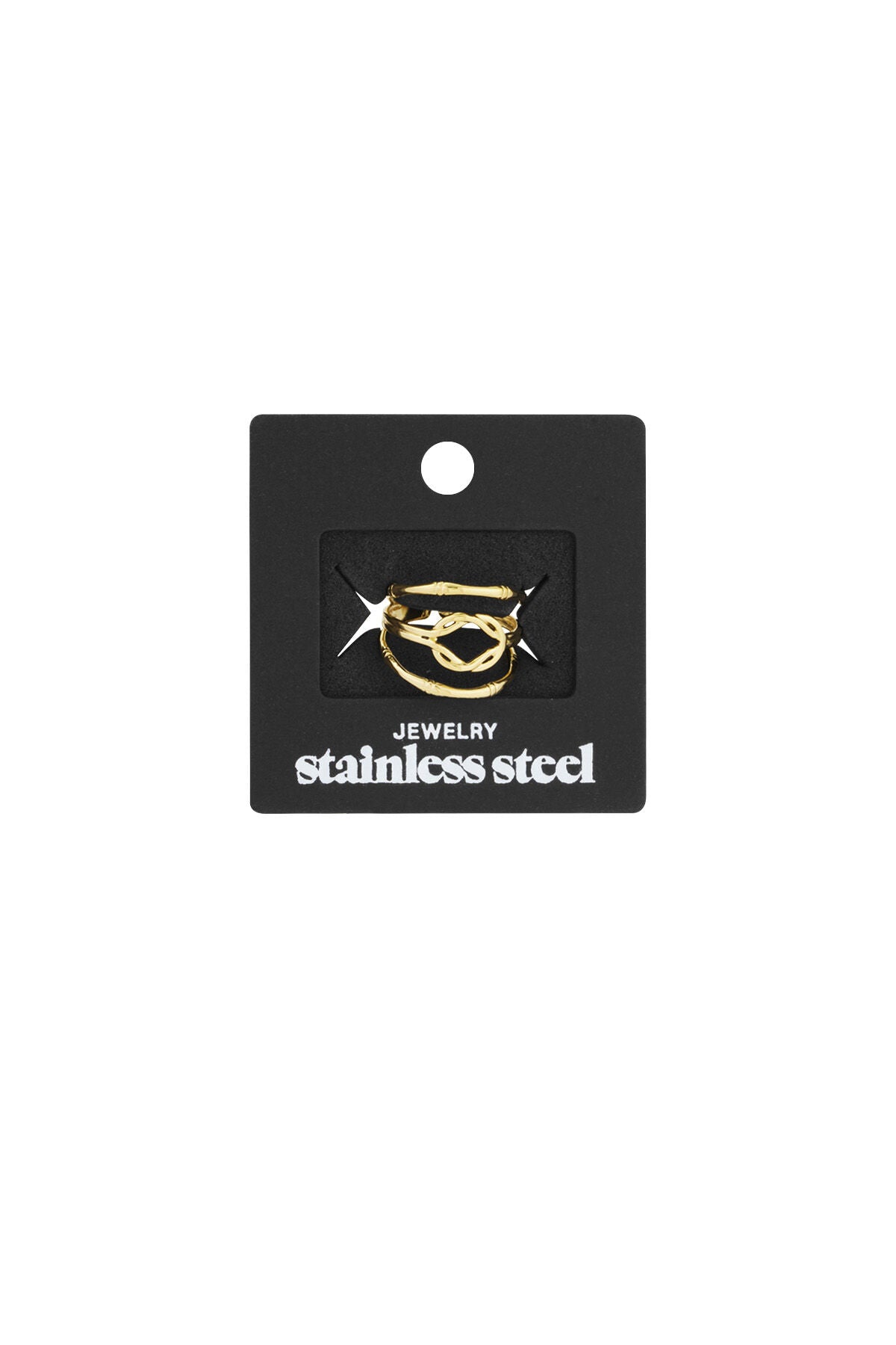 Elegant Stainless Steel Statement Ring, Silver & Gold