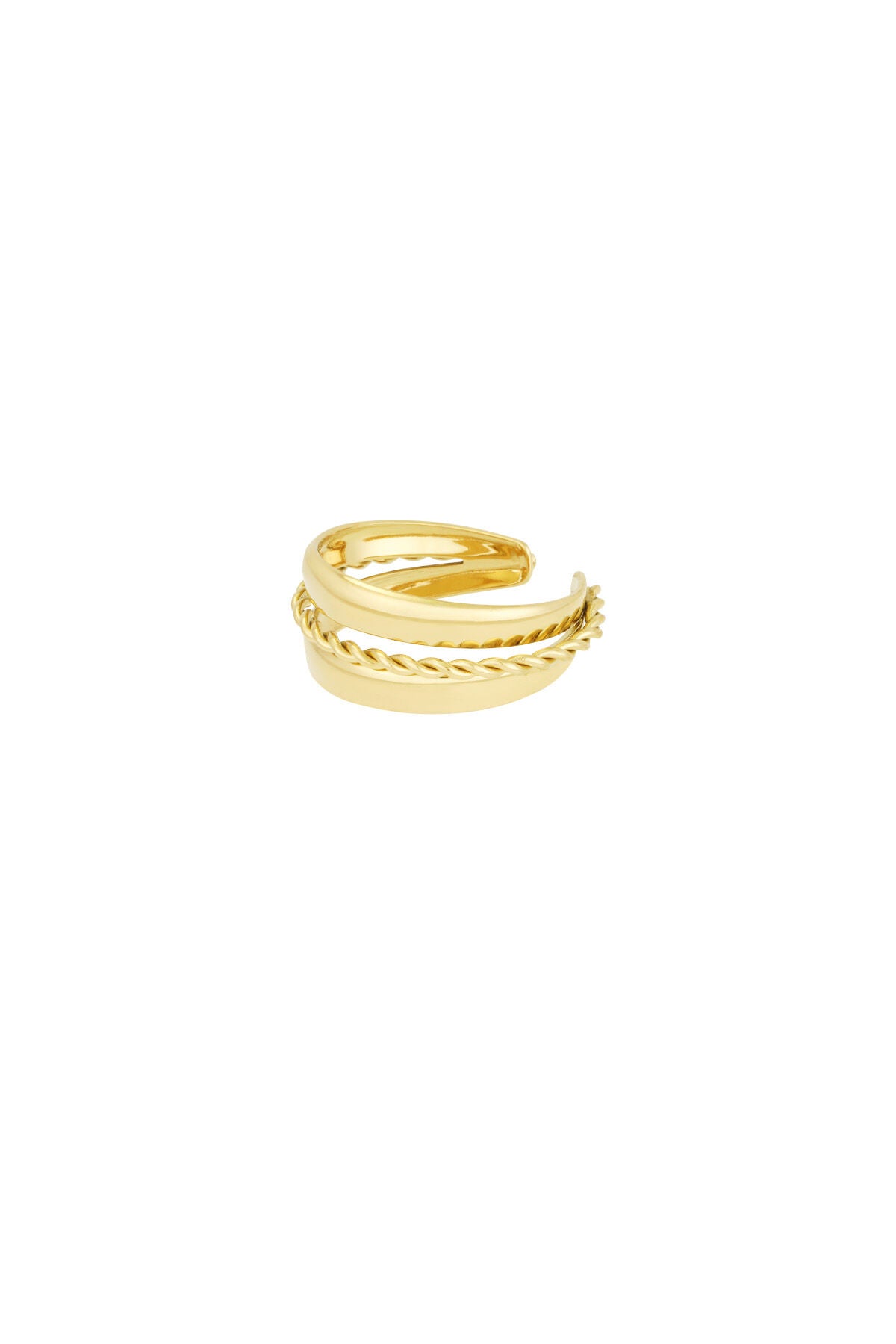 Elegant Statement Ring in Silver & Gold Tones