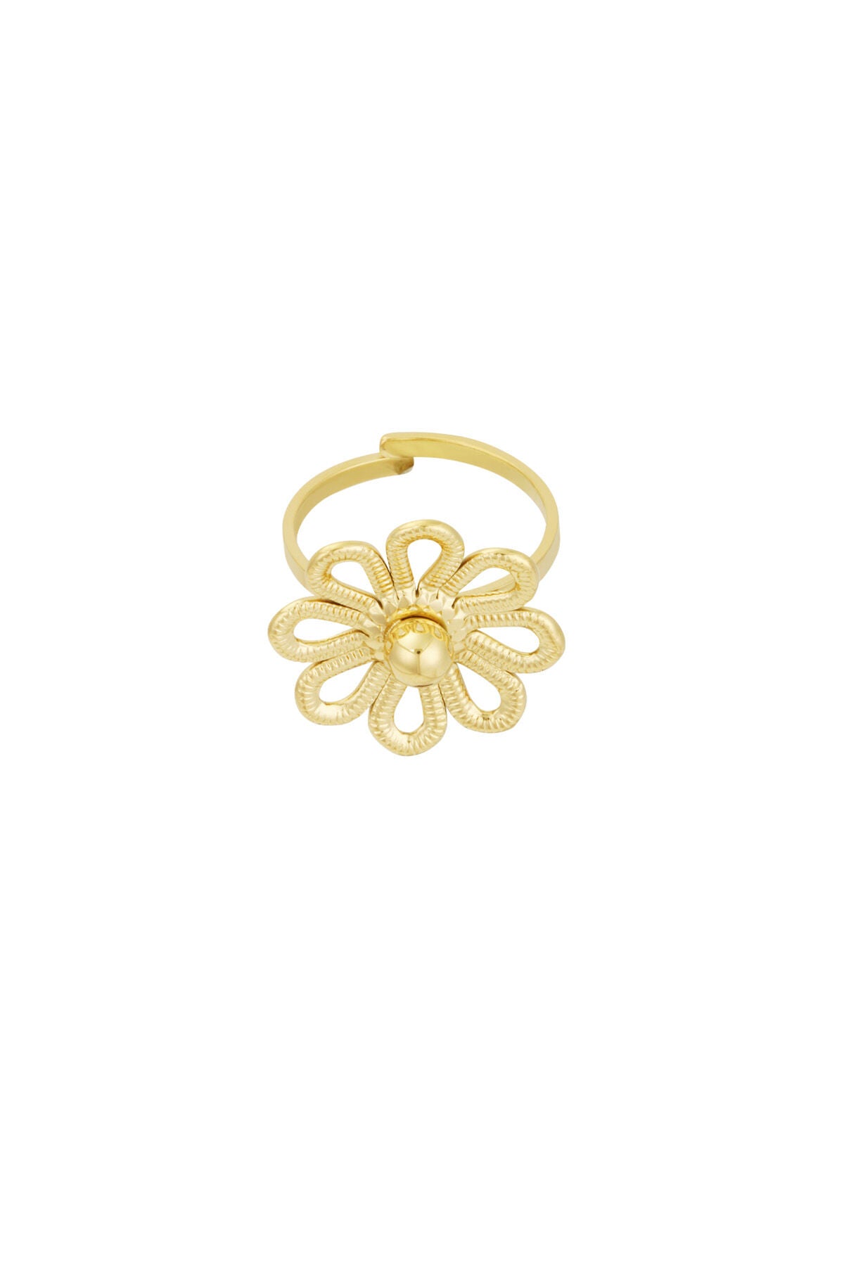 Elegant All-Fit Flower Statement Ring in Silver & Gold